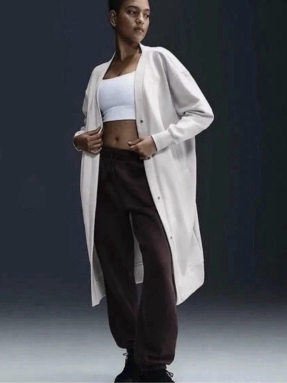 Nike Sportswear Phoenix Fleece Oversized Long Cardigan FV8036-104 Womens Small